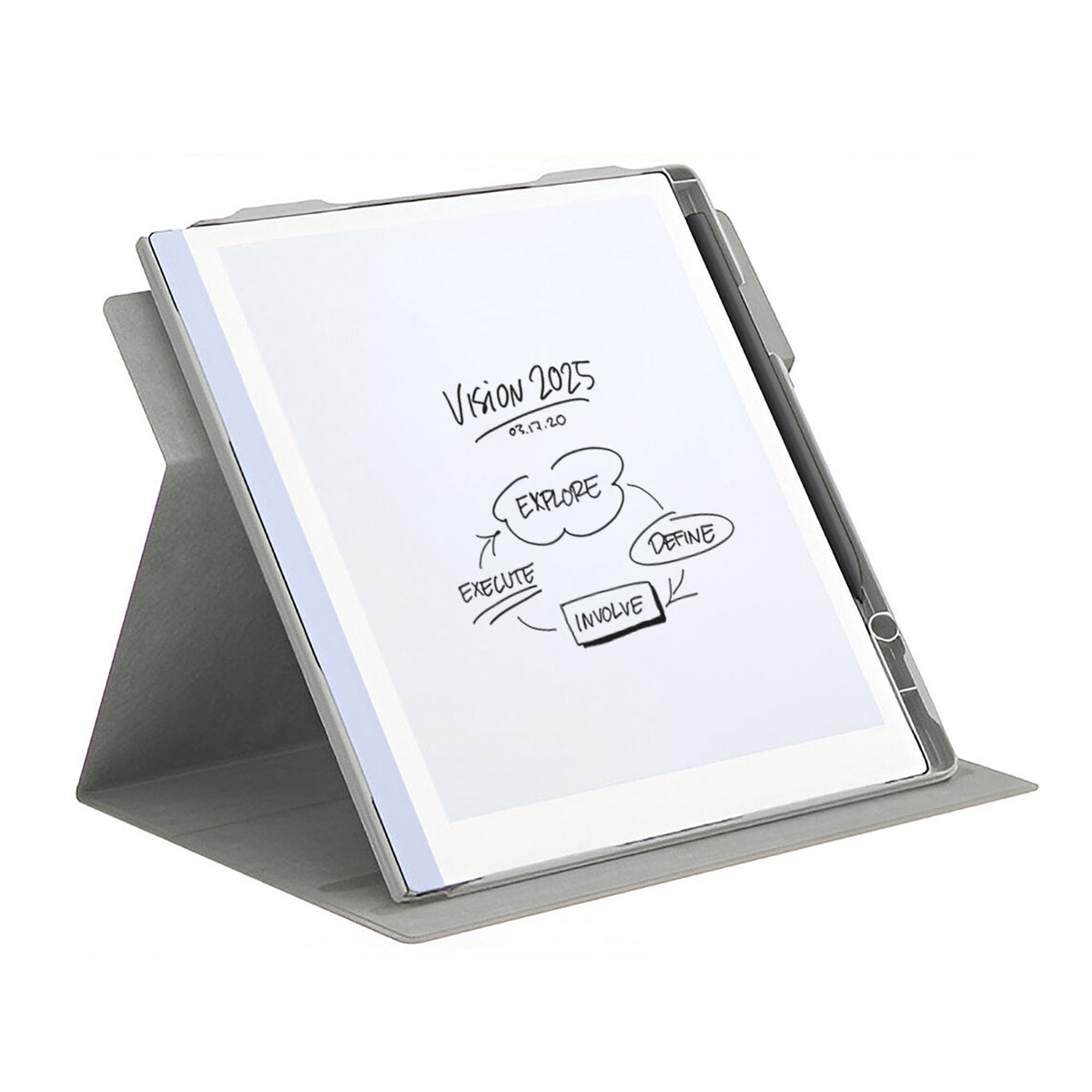 Dot Book Folio Case With Rotatable Stand For reMarkable 2 Tablets - Woven Gray