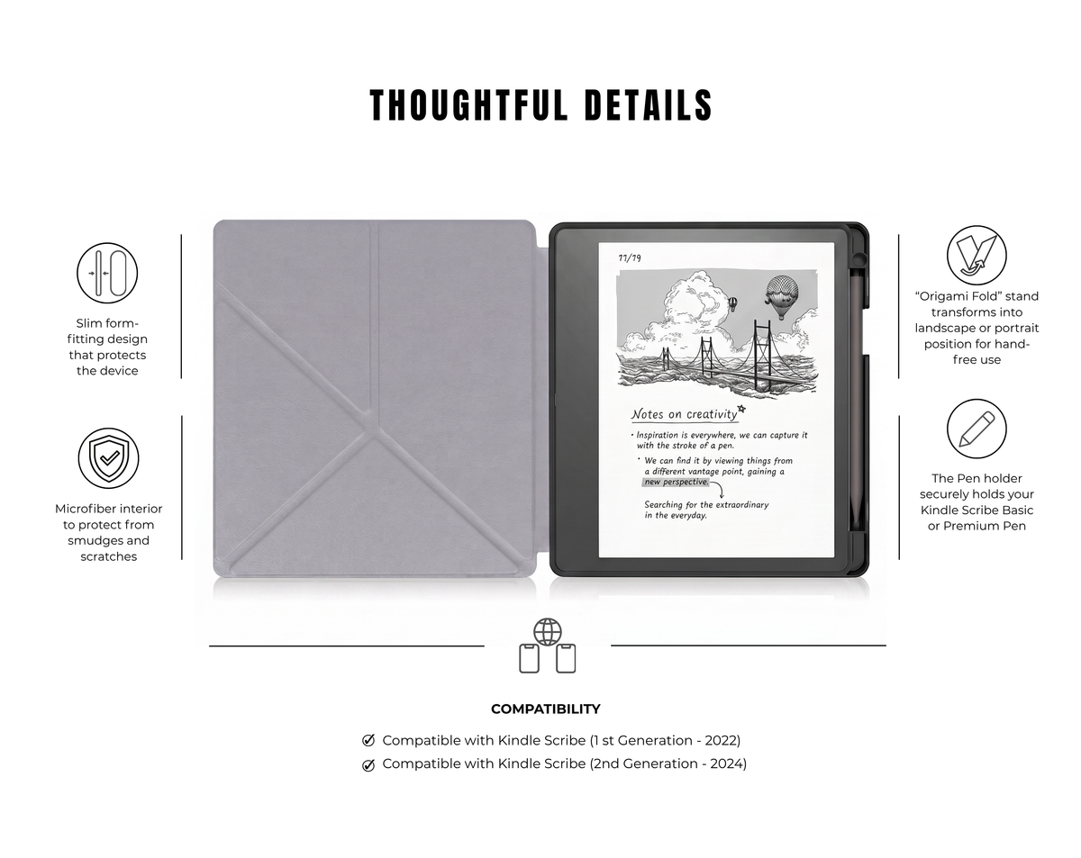 Dot Case For Kindle Scribe 2022/2024 Leather - Black