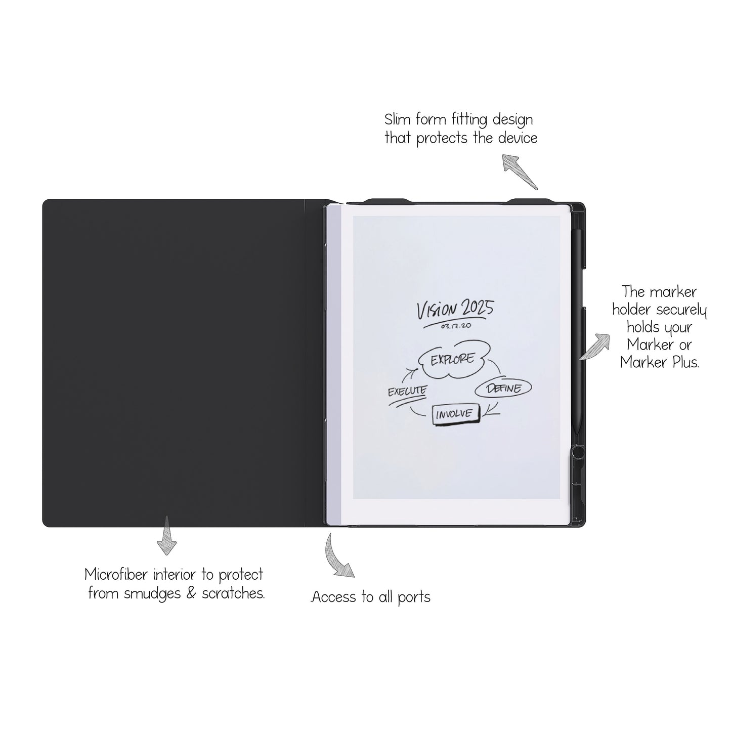 Dot Book Folio For reMarkable 2 - Woven Black
